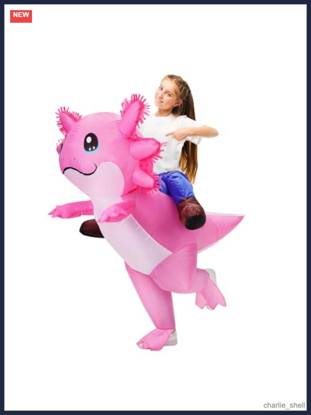 Kids Inflatable Axolotl Costume One Size Halloween Blow Up Cosplay Party